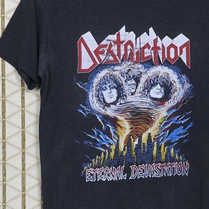 Destruction tour t-shirt, vintage rare concert tee, thrash metal, Sodom Kreator, Venom, Overkill Testament, Exodus, Eternal Devastation 1986