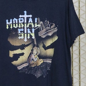 Mortal Sin t-shirt, Face of Despair vintage rare tee shirt, thrash metal, Slaughter Lord Sodom Kreator Venom Overkill Testament Exodus, 1989