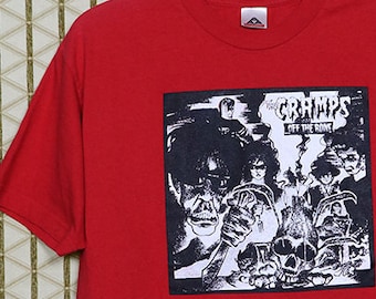 The Cramps t-shirt, soft red tee shirt, vintage rare, Lux Interior Poison Ivy, horror punk goth band Misfits Alien Fiend Christian Death