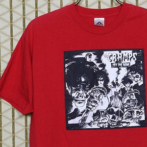 The Cramps t-shirt, soft red tee shirt, vintage rare, Lux Interior Poison Ivy, horror punk goth band Misfits Alien Fiend Christian Death