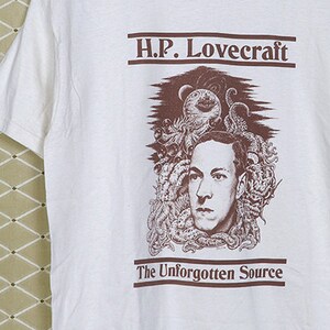 H. P. Lovecraft Shirt, HP Vintage Rare T Shirt Cthulhu White Sci-fi