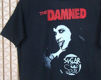 The Damned shirt, vintage rare goth T-shirt, Siouxsie Banshees Bauhaus Smiths Joy Division Cure Captain Sensible Dave Vanian Sugar Spite