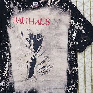 Bauhaus t-shirt, vintage Mosquitohead black tee shirt, Peter Murphy, Love & Rockets, Tones on Tail, goth gothic horror, bleached