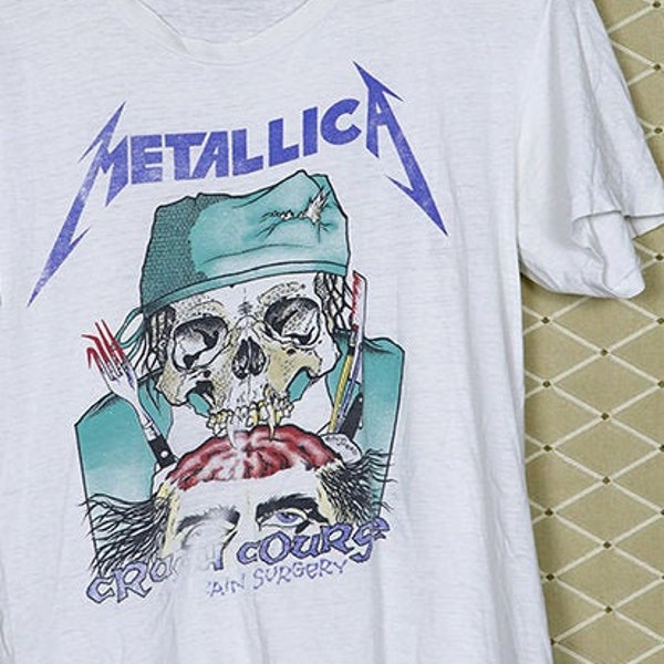 Metallica - Crash Course In Brain Surgery Vintage (White T-Shirt) | RockN'Roll Originals