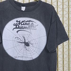 King Diamond T-Shirt, verblasstes schwarzes T-Shirt, Wiegenlied der Spinne Barmherziges Schicksal Kreator Tod Sepultura Zerstörung Hellhammer SLayer Dio