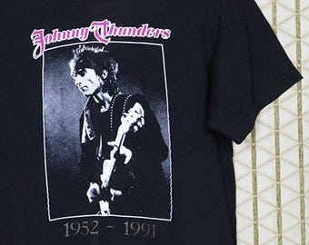 Johnny Thunders T Shirt, Faded Black Tee, LAMF, New York Dolls