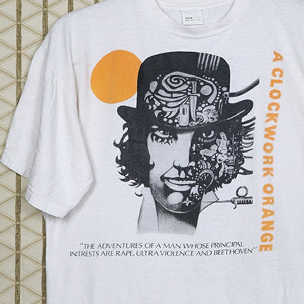 A Clockwork Orange T-shirt, vintage rare soft thin white tee shirt, cult horror movie book science fiction serial killer punk sex pistols