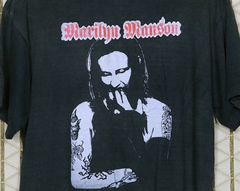 Marilyn Manson t-shirt, vintage rare faded black tee shirt, punk goth gothic, Cradle of Filth, Christian Death, Alien Fiend, Rob Zombie