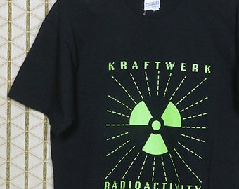 Kraftwerk, Screen Stars T-shirt, vintage rare faded black tee shirt Radioactivity New Wave, electronic krautrock electropop Devo, Gary Numan