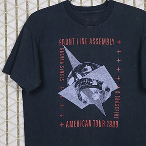 Front Line Assembly, vintage rare tour T-shirt, 1980s 80s, Gashed Senses, Nitzer Ebb Front 242 Skinny Puppy Ministry Throbbing Gristle