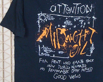 Midnight Oil Vintage Rare T-shirt, Soft Thin Black Tee Shirt