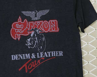Saxon tour t-shirt, vintage rare black shirt 1980s heavy metal Judas Priest Iron Maiden Motorhead Scorpions Manowar Ratt Accept