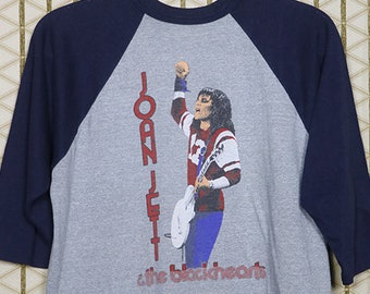 Camiseta de Joan Jett, camiseta vintage rara, años 80, 1982, Blackhearts, The Runaways, Slits, Pat Benatar, Lita Ford, Blondie, Ramones, raglán