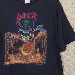Slayer shirt, vintage rare thrash metal shirt, Metallica Megadeth Anthrax Exodus Testament, double sided Intourvention 1994 European