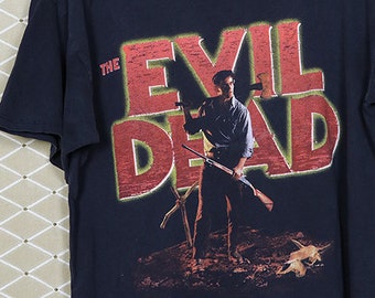 Evil Dead shirt, vintage horror movie T-shirt, faded black tee, zombie Army of Darkness Sam Raimi Bruce Campbell Living Dead Night Day Dawn