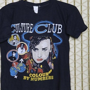 Culture Club t-shirt, vintage rare Boy George black tee shirt, Colour By Numbers, New Wave, Duran, Adam Ant, Billy Idol Cyndi Lauper Rupaul image 1