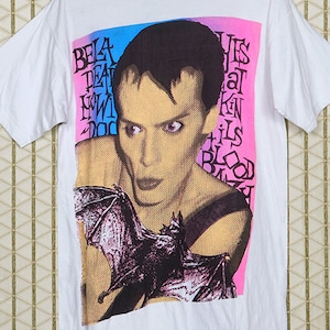 Bauhaus t-shirt vintage rare BIG PRINT white tee shirt Peter Murphy Love & Rockets Tones on Tail, goth bat Siouxsie Cure Damned Sister Mercy