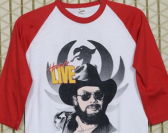 T-shirt Hank Williams Jr, tournée vintage rare de t-shirts fins et doux, Willie Nelson Lynyrd Skynyrd Johnny Cash Waylon Jennings Screen Stars