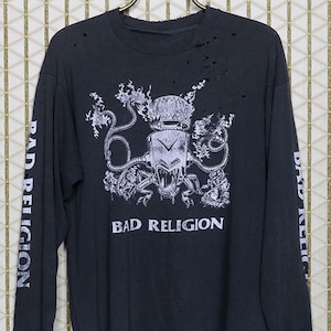 Bad Religion 1993 tour T-shirt long sleeve thrashed tee punk band hardcore double sided dates, NOFX Rancid Social Distortion