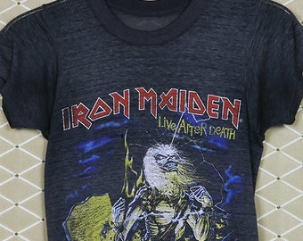 Iron Maiden-tröja, Live After Death-t-shirt, mjuk, tunn pappersfärgad t-shirt med bleknad metall, Megadeth Metallica Slayer Judas Priest Black Sabbath Manowar