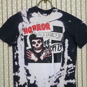 Misfits T-shirt, Mosquitohead, vintage rare tie-dye bleached acid wash black tee, Samhain Danzig original OG Horror Business, thrashed