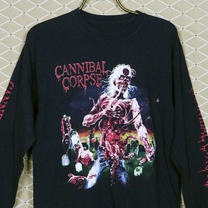 Cannibal Corpse shirt, black metal t-shirt Six Feet Under Deicide Slayer Possessed Death Autopsy Obituary, Eaten Back To Life long sleeve