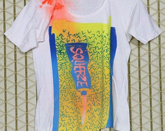 1970s Squeeze t-shirt, vintage rare white tee shirt, Talking Heads Roxy Music Jam Beat Stranglers Elvis Costello XTC big print 70s 80s 1980s