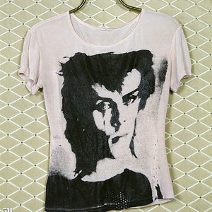 Bauhaus shirt, vintage rare Peter Murphy off white shirt Love & Rockets Tones on Tail goth gothic horror vampire woman female girl beige tan