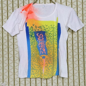 1970s Squeeze t-shirt, vintage rare white tee shirt, Talking Heads Roxy Music Jam Beat Stranglers Elvis Costello XTC big print 70s 80s 1980s