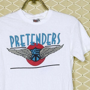 Pretenders t-shirt, 1980s vintage tee shirt, soft thin white, punk rock, Joan Jett Patti Smith Blondie Ramones Heart, 80s Chrissy Hynde 1982