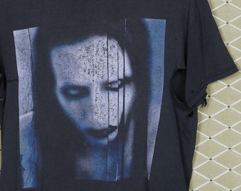 Marilyn Manson t-shirt, thrashed vintage rare shirt punk goth Cradle Filth Christian Death Alien Fiend Rob Zombie, Long Hard Road Hell