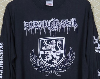 Fleshcrawl T-shirt, Vintage Rare Black Tee Shirt Death Metal