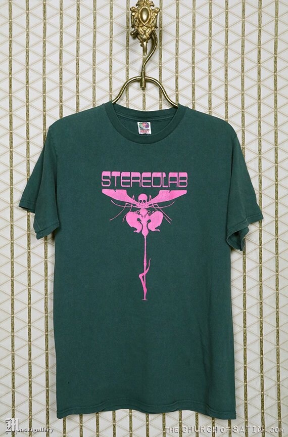 Stereolab T-shirt, Vintage Rare Tee Shirt, Faded Green Shirt