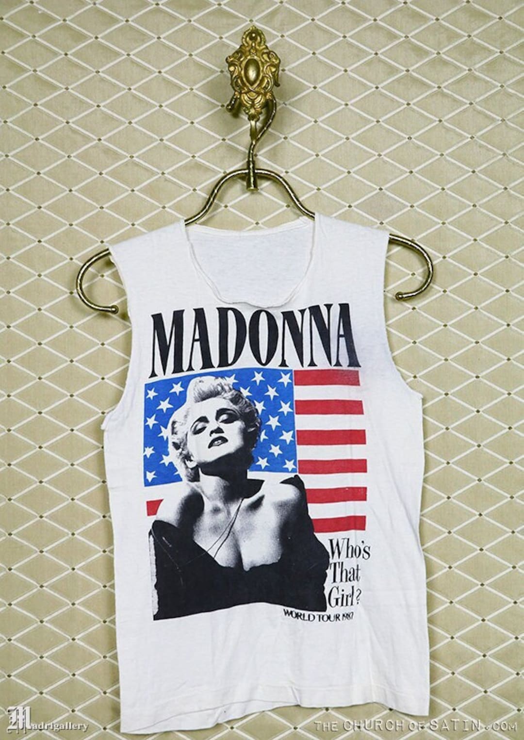 マドンナのTシャツ、ヴィンテージのレアツアーの白いTシャツ