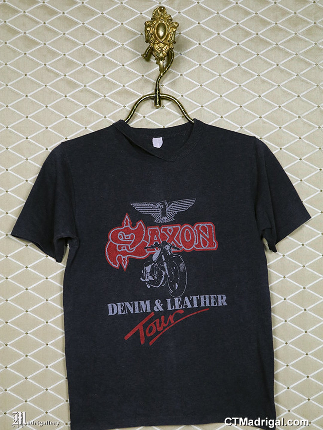 Saxon Tour T-shirt, Vintage Rare Black Shirt 1980s Heavy