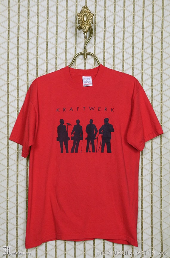 クラフトワークTシャツ、ヴィンテージレアレッドTシャツ、ニュー