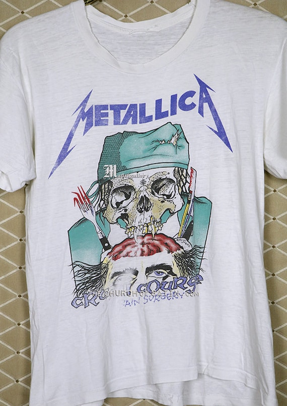 Metallica tour t-shirt, vintage rare faded white … - image 2