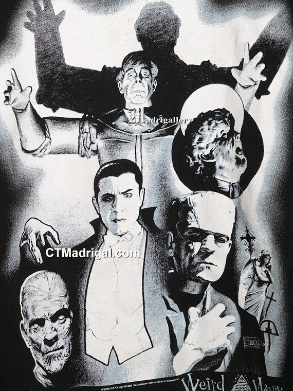 Horror movie T-shirt Frankenstein Wolfman Dracula… - image 3