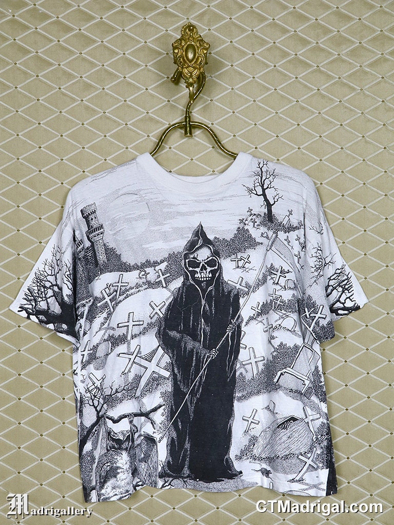 Grim Reaper Shirt, Horror Vintage Rare T-shirt Goth Punk