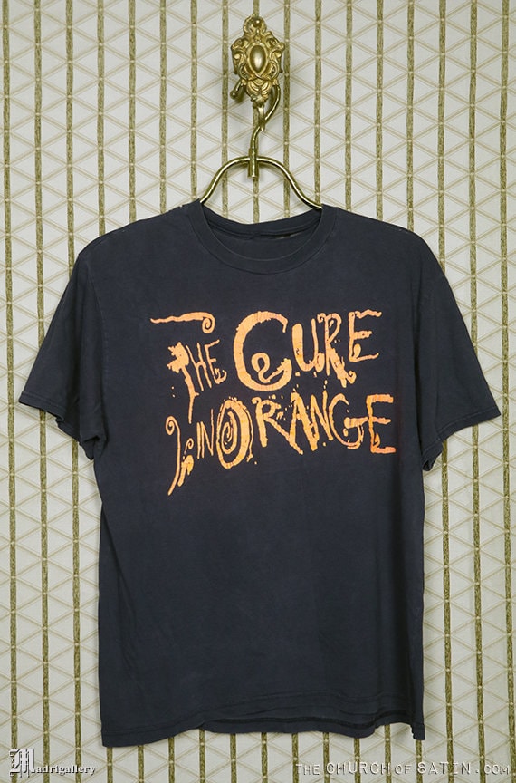The Cure T-shirt, in Orange Tee Shirt, Vintage Rare Faded Black