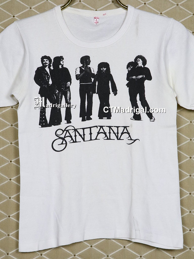 Santana T-shirt, 1970s White Tee, Janice Joplin Grateful Dead