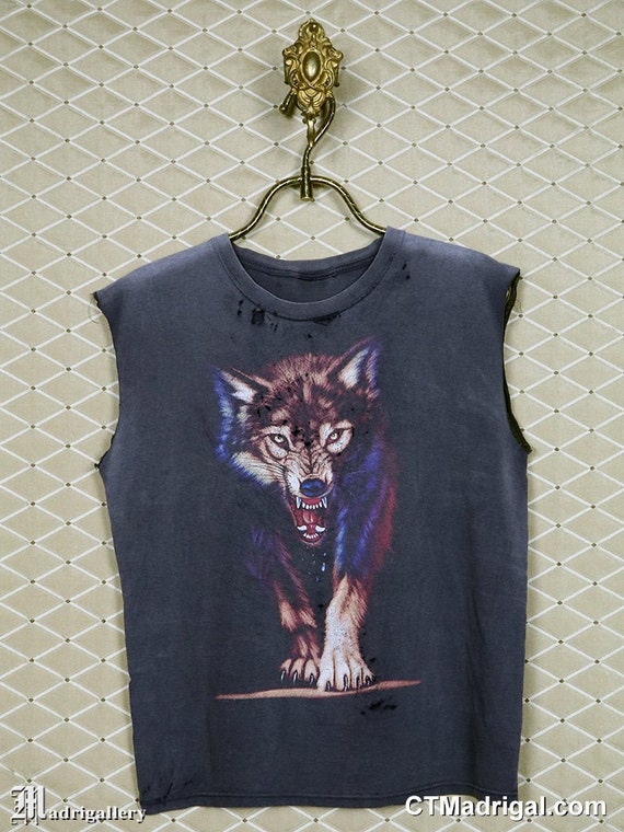 Wolf T-shirt, vintage rare punk gothic, horror wer