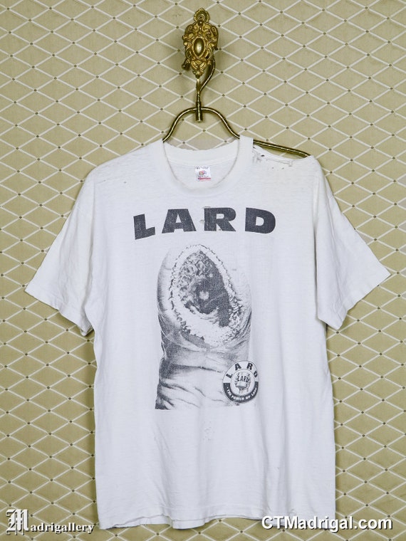 Lard shirt, vintage rare thrashed white punk t-sh… - image 1