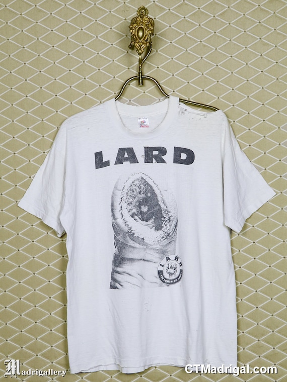 Lard shirt, vintage rare thrashed white punk t-sh… - image 1