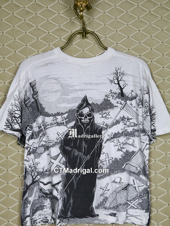Grim Reaper Shirt, Horror Vintage Rare T-shirt Goth Punk
