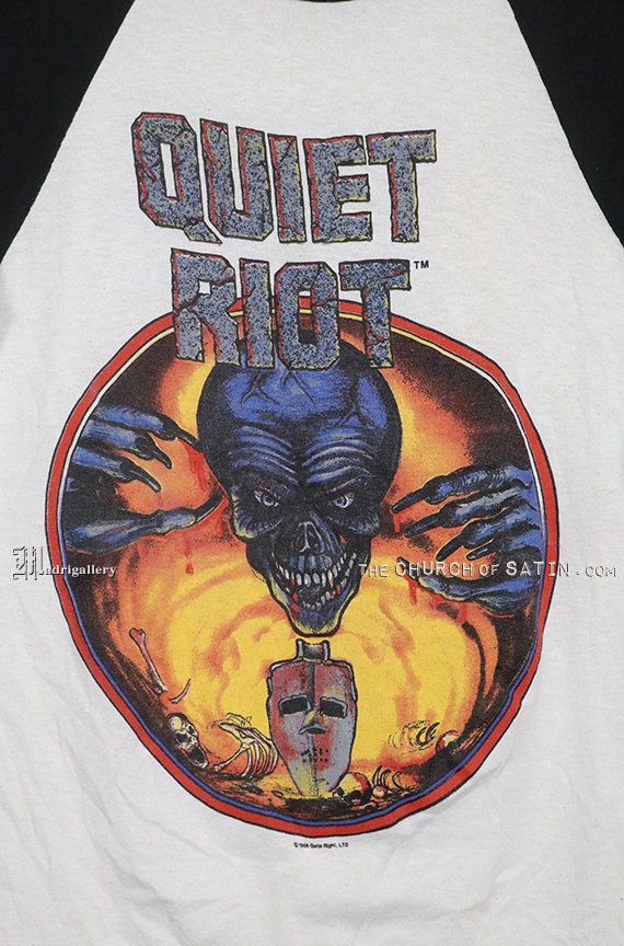 Quiet Riot Tour T-shirt, Vintage Rare Black White Raglan