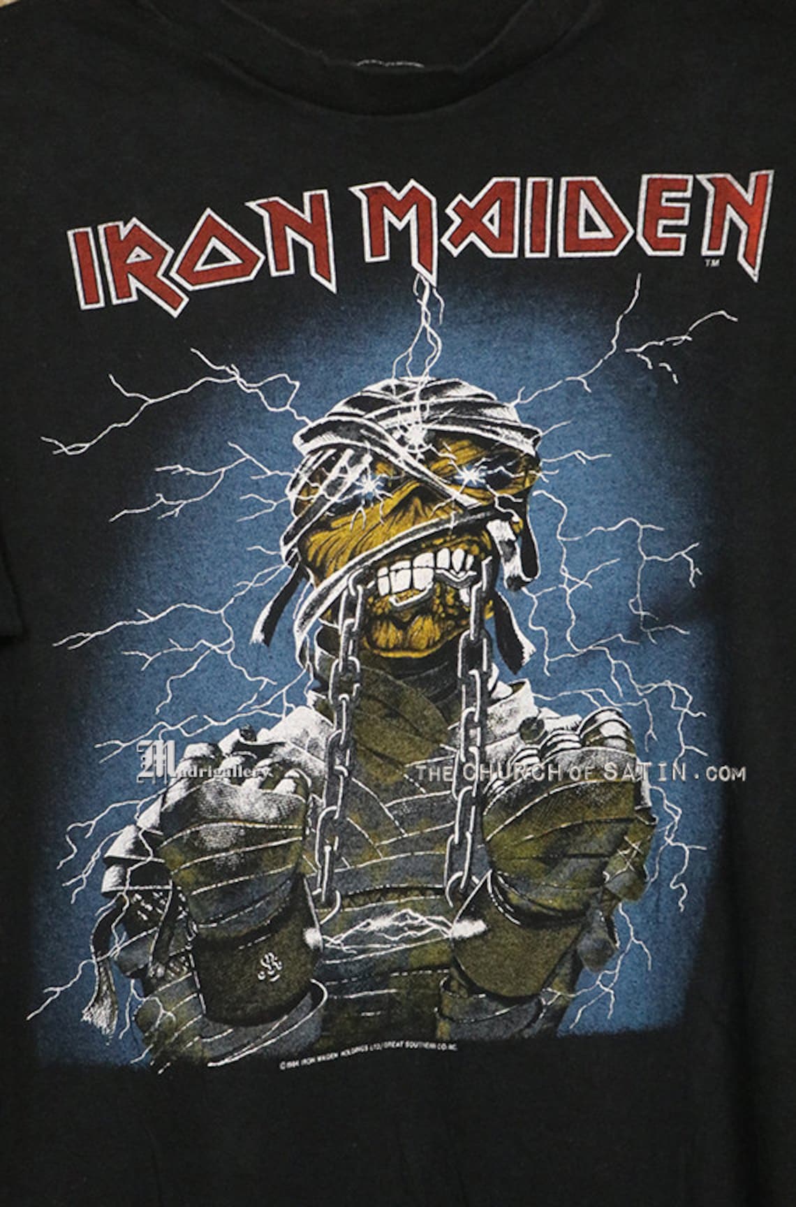 Iron Maiden Powerslave World Slavery Tour T-Shirt – Official Mens Tee, Black, Size S