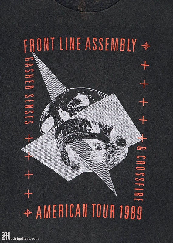 Front Line Assembly, Vintage Rare Tour T-shirt, 1980s 80s, Gashed 