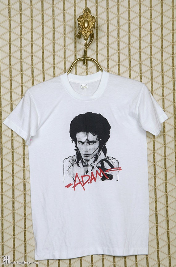 Adam Ant vintage T-shirt, white tee, punk rock, Ad