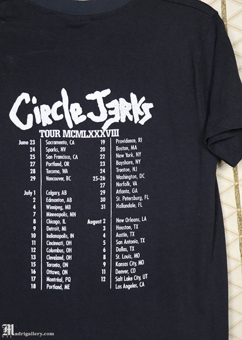 Circle Jerks Vintage Rare Concert Tour T-shirt Black Tee | Etsy